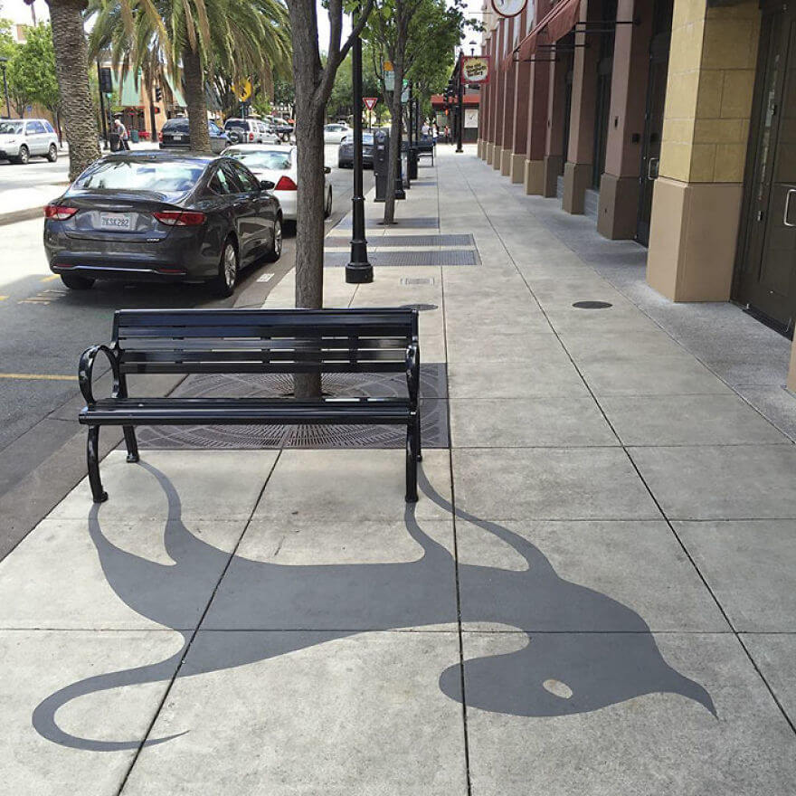 Esse artista de rua pinta sombras falsas para confundir pedestres de forma sensacional 10 - Porque não usarmos a arte para surpreender alguns pedestres ?