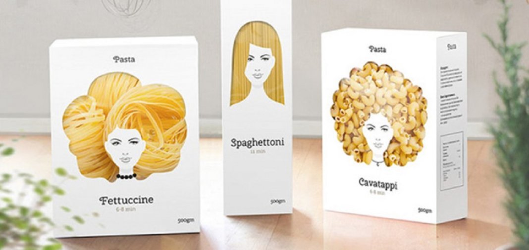 Designer cria embalagens de macarrão celebrando a diversidade do cabelo feminino