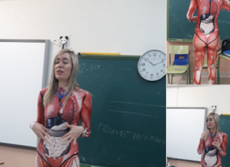 Professora se fantasia de “corpo humano” para dar aula de ciências