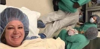 Mãe posta foto de marido desmaiado durante parto e viraliza
