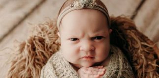 Recém-nascida viraliza após fazer expressão de brava em fotos