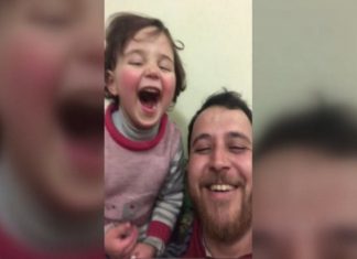 Pai inventa jogo para distrair filha de 4 anos enquanto bombas caem na Síria