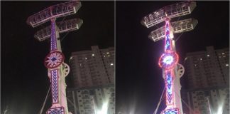 Brinquedo trava no ar e deixa pessoas de cabeça para baixo a 18 metros de altura em parque de diversões
