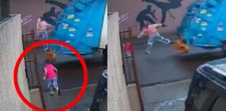 Gari pula do caminhão de lixo e salva criança de ser atropelada!
