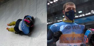 Atleta ucraniano do skeleton usa holofote olímpico para pedir paz em seu país