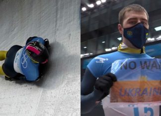 Atleta ucraniano do skeleton usa holofote olímpico para pedir paz em seu país